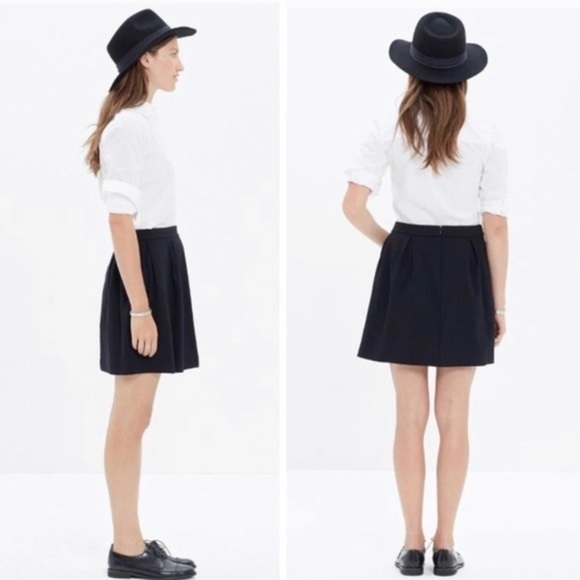 Madewell Bistro Pleated Black Mini Skirt B5459 - Picture 4 of 15